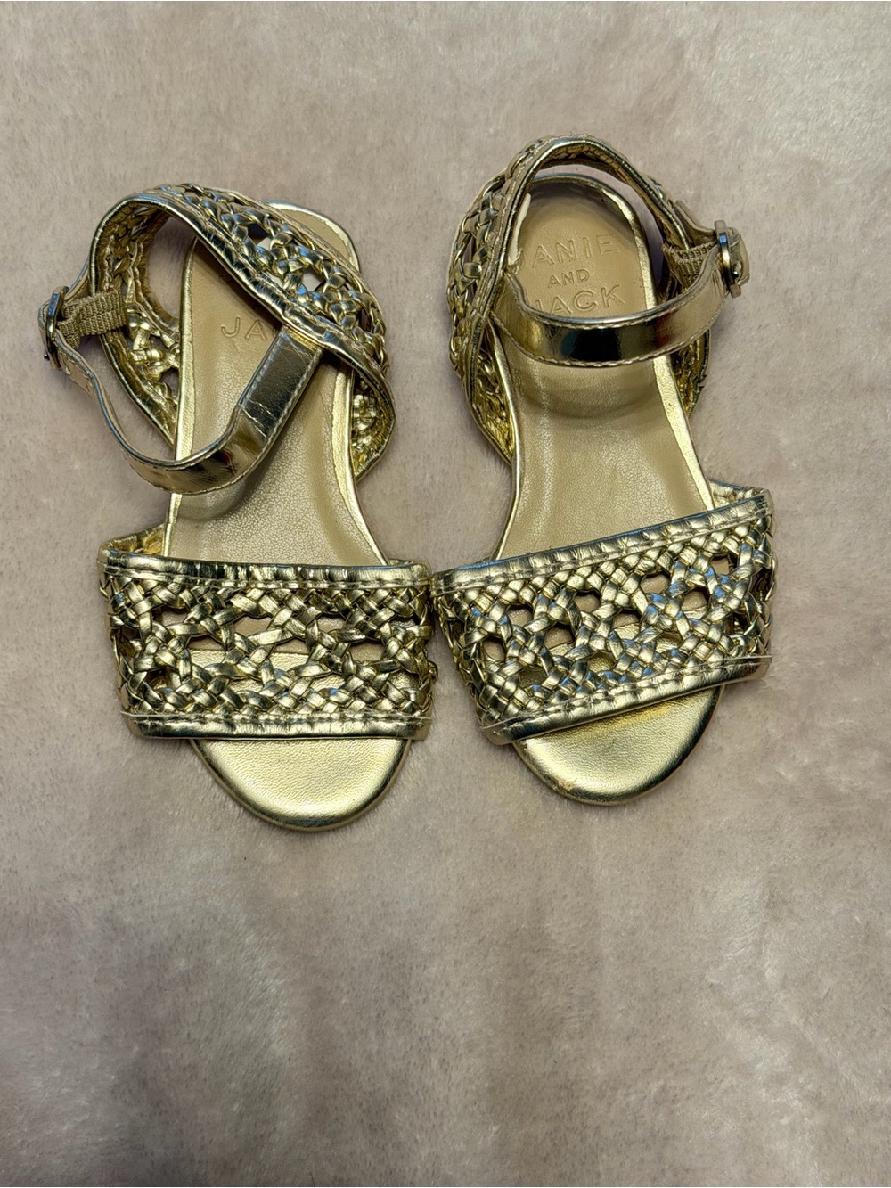 Janie and Jack Metallic Gold Braided Strap Sandals